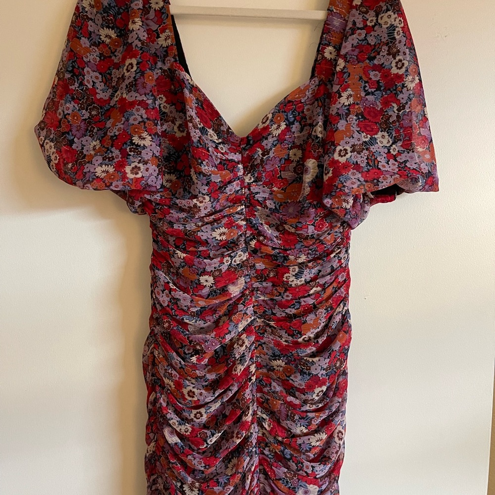 Floral Zara ruched dress size Small